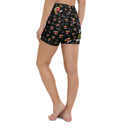 STFU & BUILD® | “Do The Dirty Core Work — Classic Collage” — Women’s Yoga Shorts