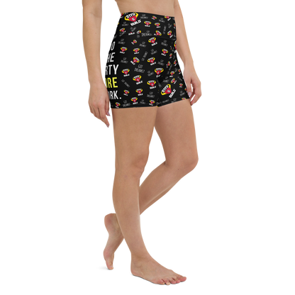 STFU & BUILD® | “Do The Dirty Core Work — Classic Collage” — Women’s Yoga Shorts