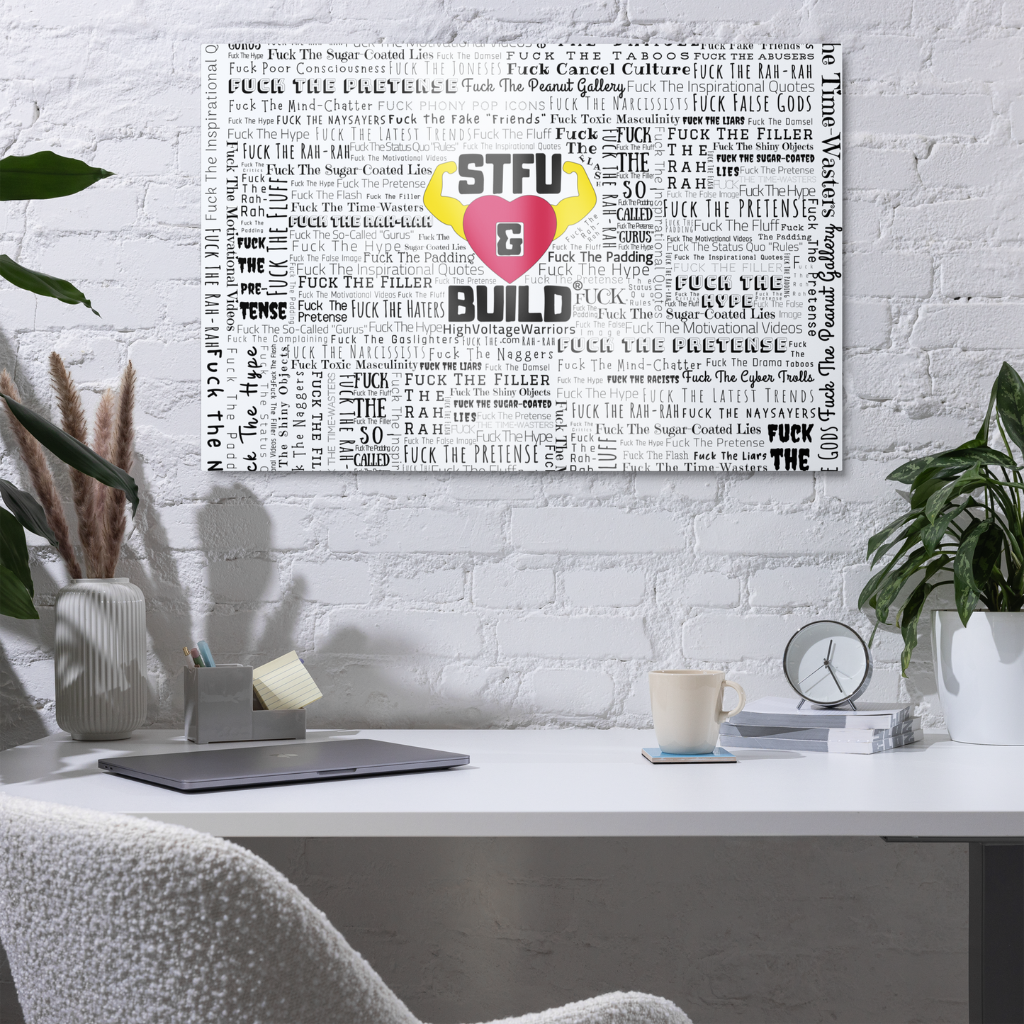 STFU & BUILD® | “Word Art Wrap” — Metal Wall Art