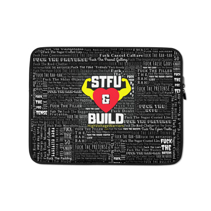 STFU & BUILD® | “Word Art Wrap” — Laptop Sleeve (Black)