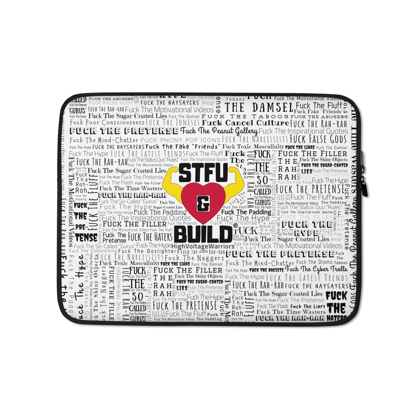 STFU & BUILD® | “Word Art Wrap” — Laptop Sleeve (White)