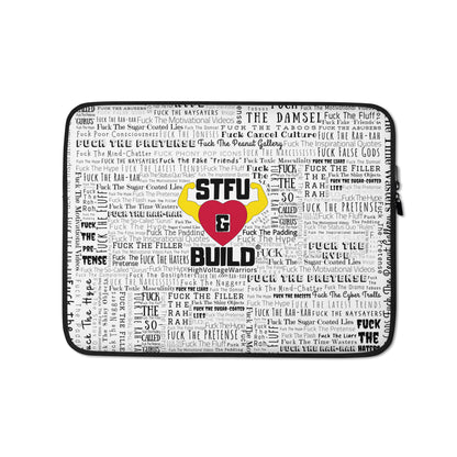 STFU & BUILD® | “Word Art Wrap” — Laptop Sleeve (White)