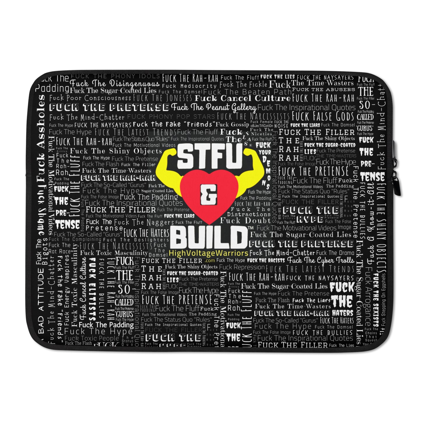 STFU & BUILD® | “Word Art Wrap” — Laptop Sleeve (Black)