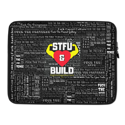 STFU & BUILD® | “Word Art Wrap” — Laptop Sleeve (Black)