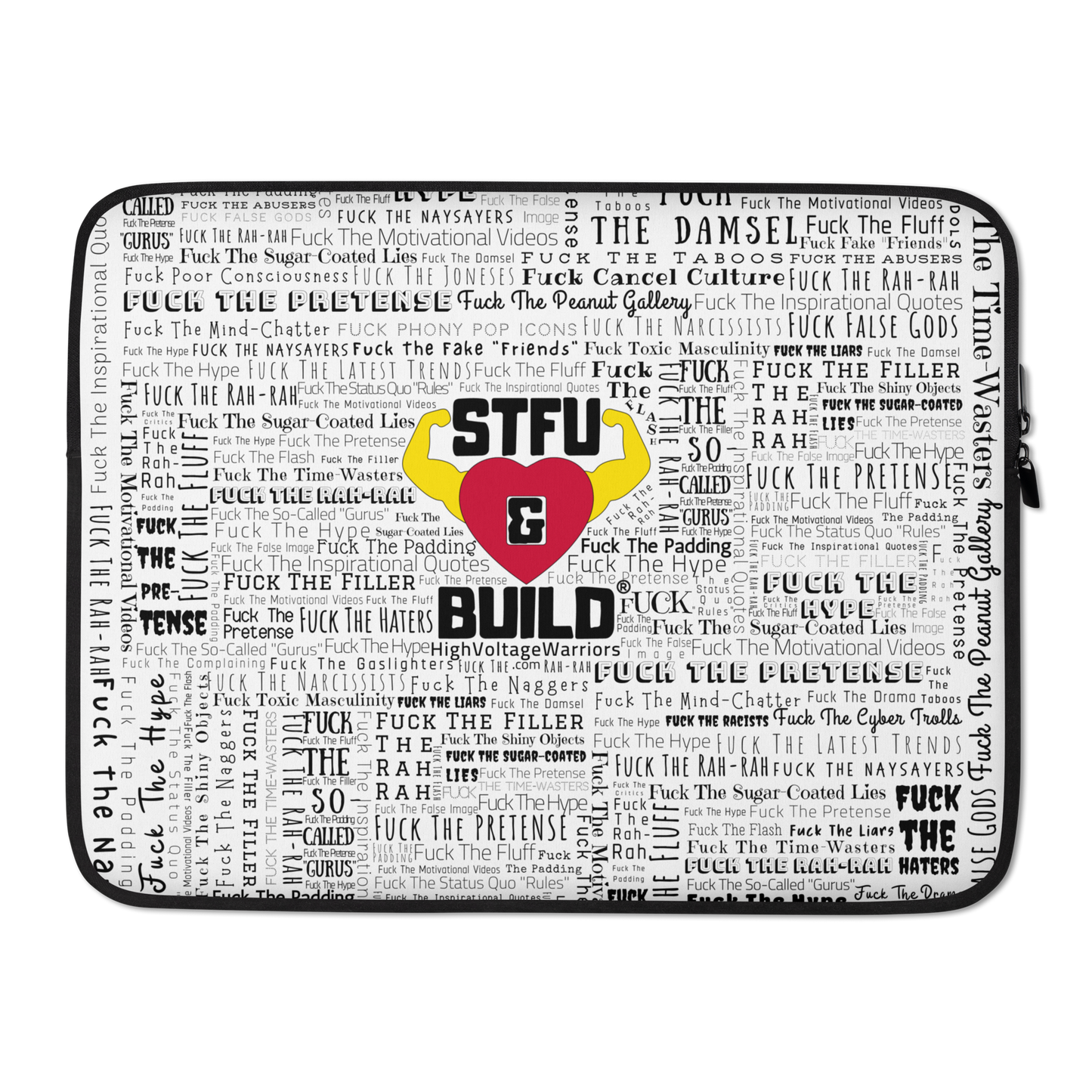 STFU & BUILD® | “Word Art Wrap” — Laptop Sleeve (White)