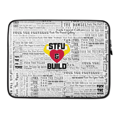 STFU & BUILD® | “Word Art Wrap” — Laptop Sleeve (White)