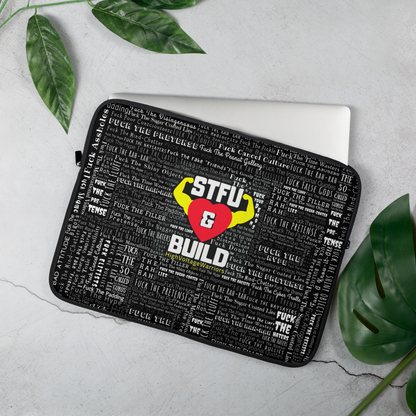 STFU & BUILD® | “Word Art Wrap” — Laptop Sleeve (Black)
