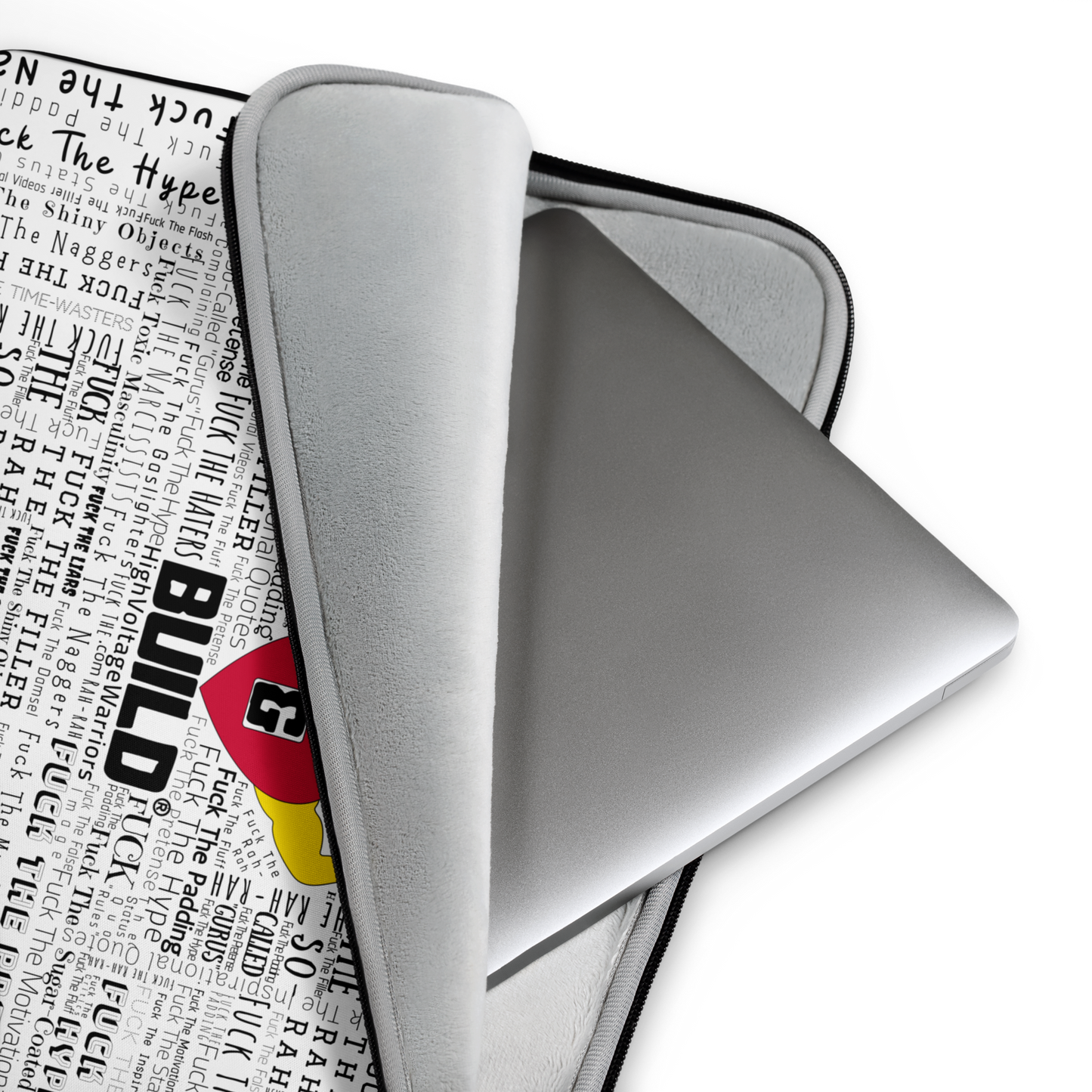 STFU & BUILD® | “Word Art Wrap” — Laptop Sleeve (White)