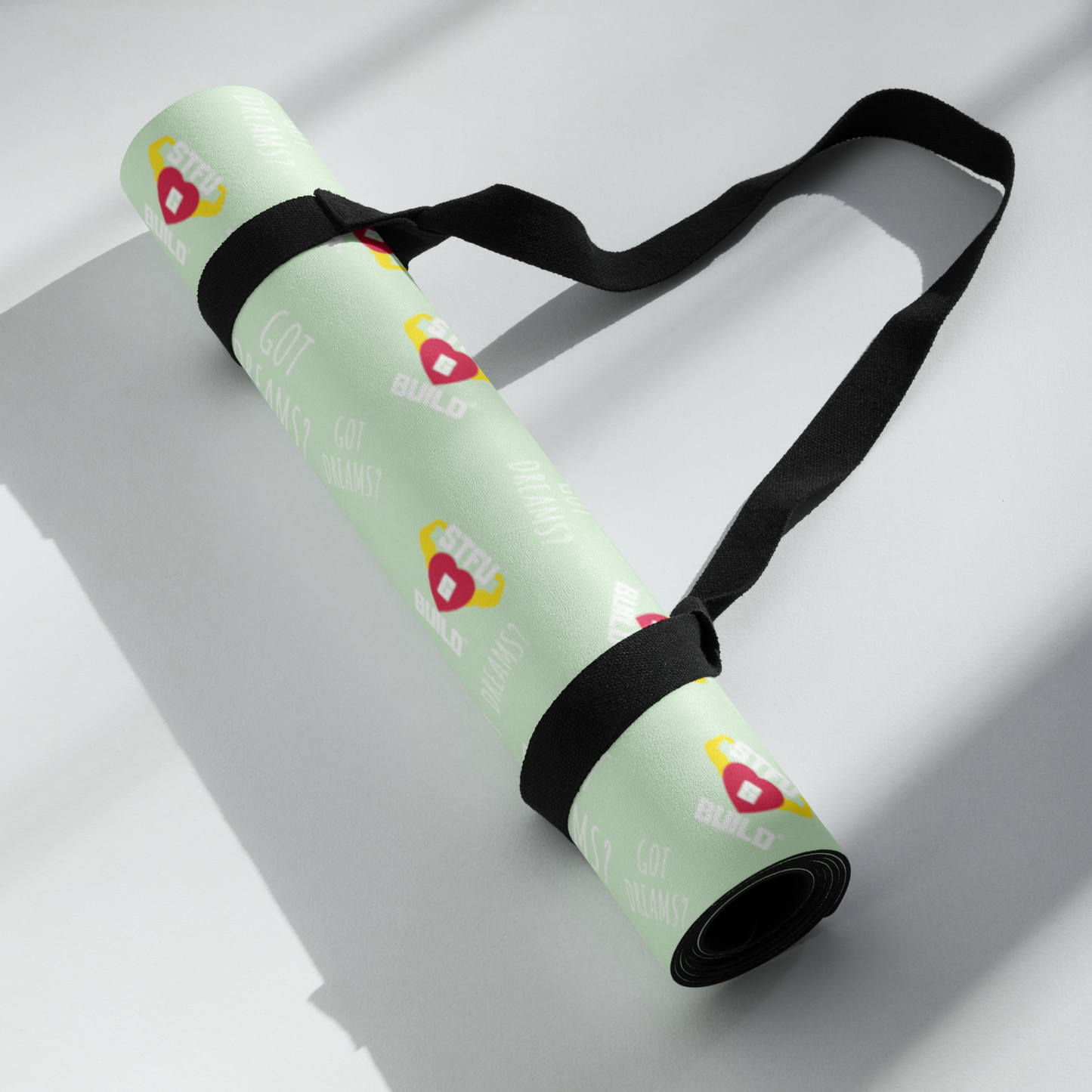 STFU & BUILD® | “Classic Collage” — Yoga Mat (Mint)