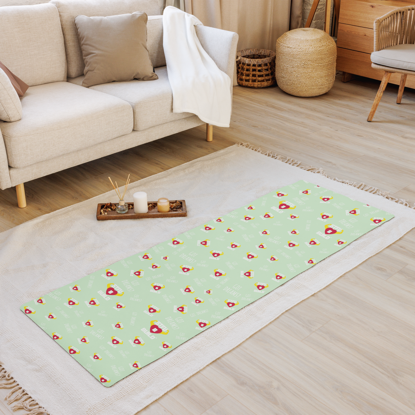 STFU & BUILD® | “Classic Collage” — Yoga Mat (Mint)