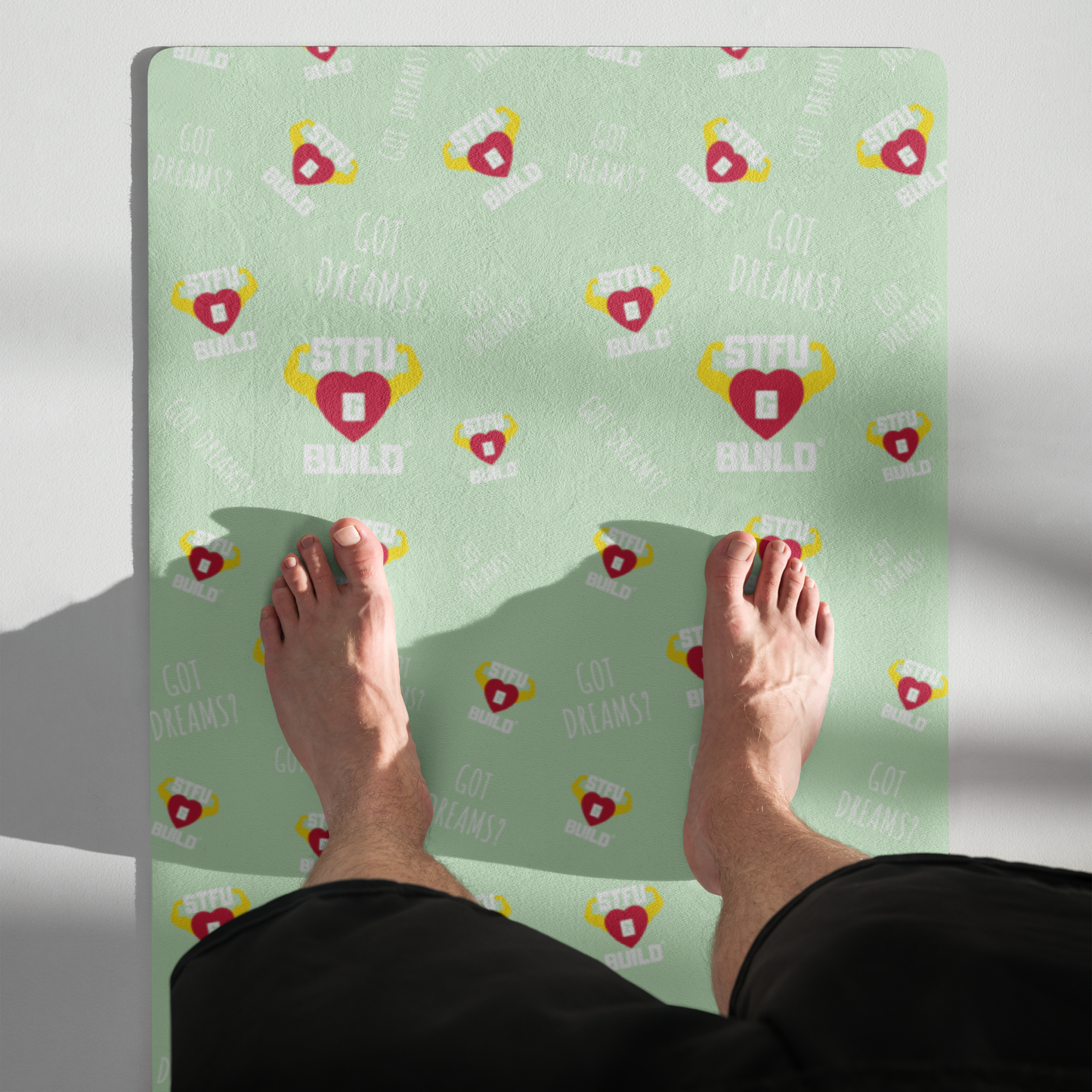 STFU & BUILD® | “Classic Collage” — Yoga Mat (Mint)